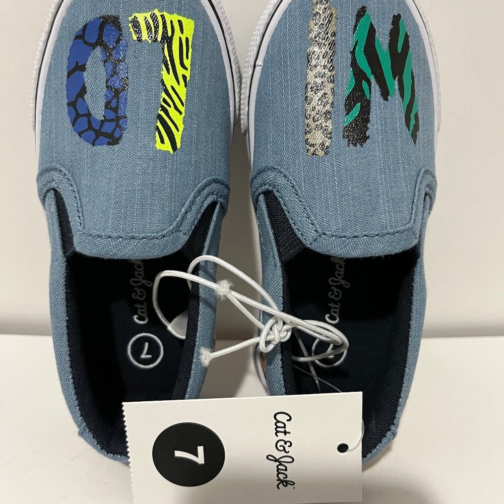 Cat & Jack 'WILD' chambray Slip On Sneakers for Toddler Size # 7 NWT